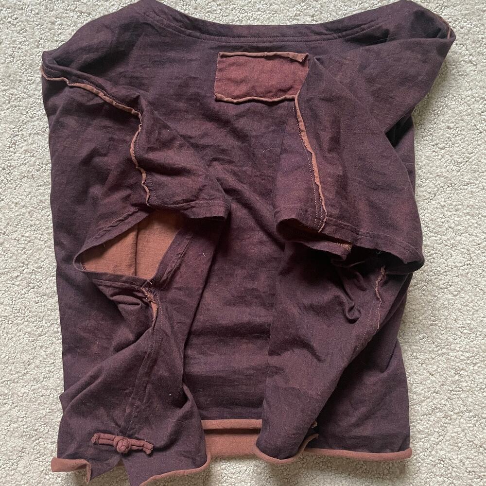 Vintage Boho Loose Fit Linen Top – Oversized Boxy Blouse with Rolled Sleeves - Picture 5 of 6